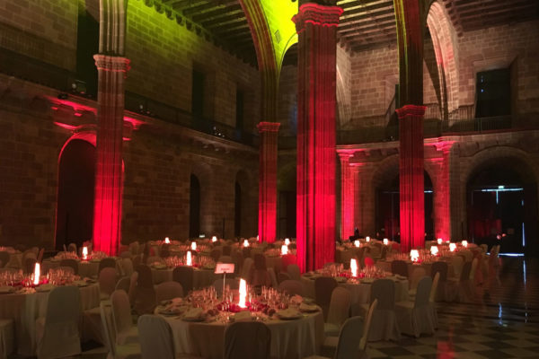 So i il.luminació d’ambient per a esdeveniment Sopar d’Empresa, a la Llotja de Barcelona, maig 2017.